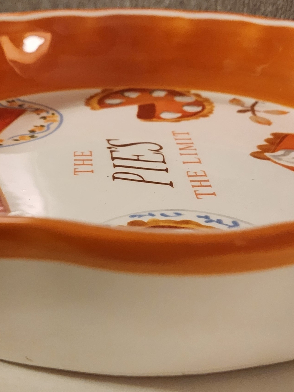 Mud Pie Thanksgiving Pie Dish The Pie's The Limit Ceramic Pumpkin Fall NWT - Picture 3 of 4